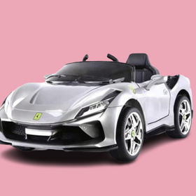 Baby Moo Ferrari F8 12V Battery Operated Ride On Car for Kids | Remote Control | Rechargeable Battery | USB MP3 Player | Ages 1-6 - Silver